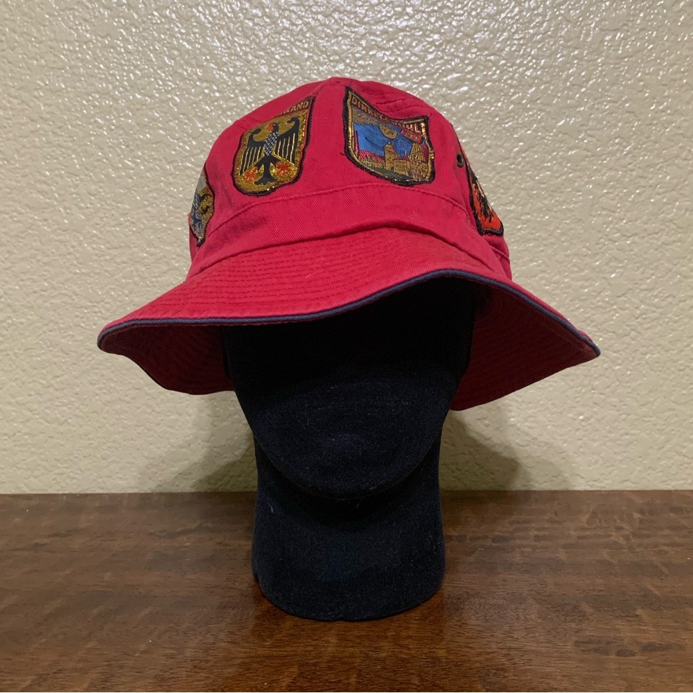 VTG Dorfman Pacific Headwear Men’s Size Large Red Bucket Hat With German Patches